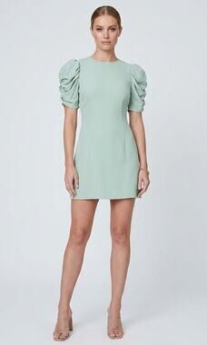 Billie the Label Helena Sage Green Short‎ Sleeve A-line Mini Dress Size 10